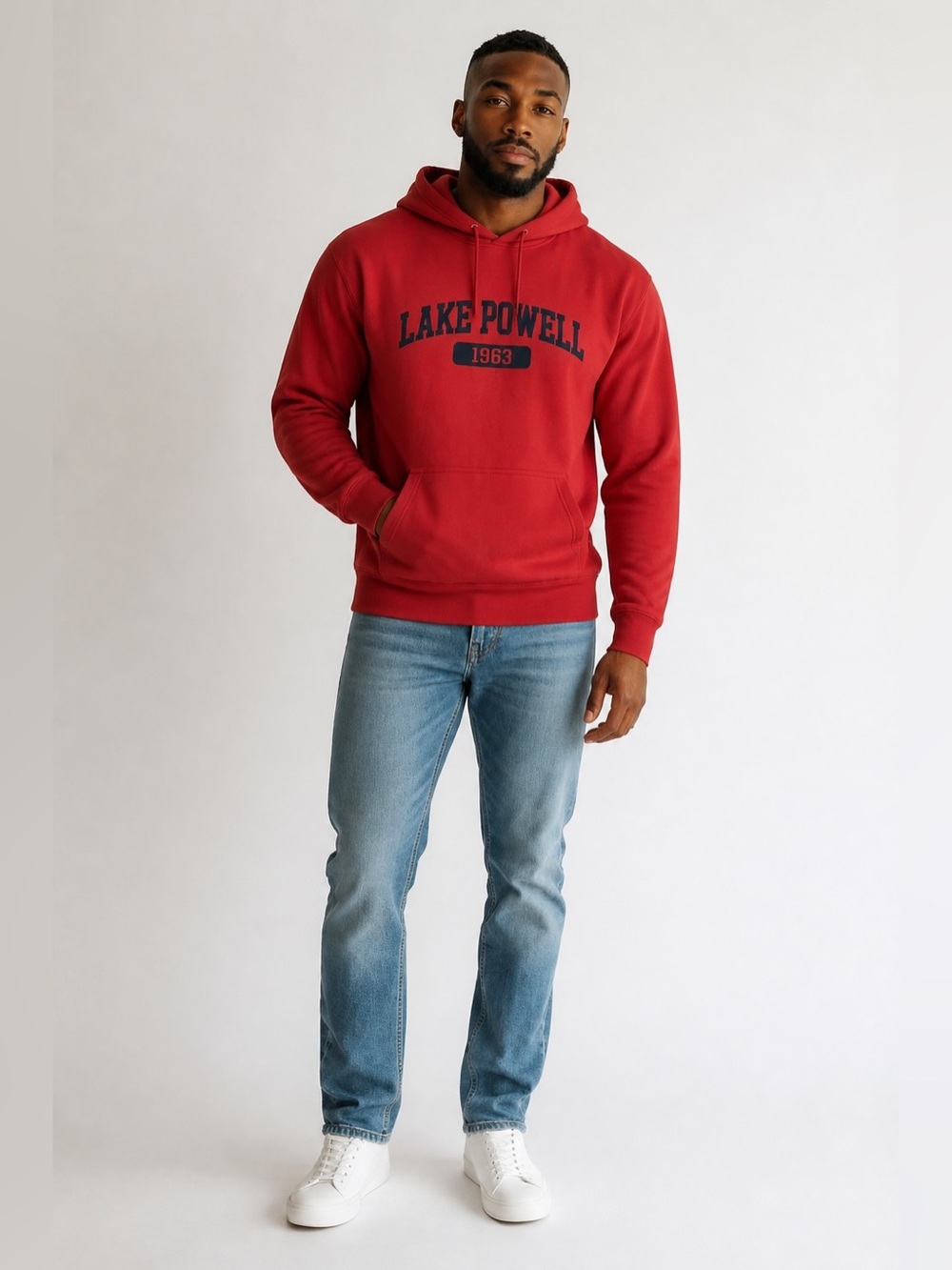 Lake Powell 1963 Graphic Hoodie Men's Red Pullover Souvenir Sweatshirt